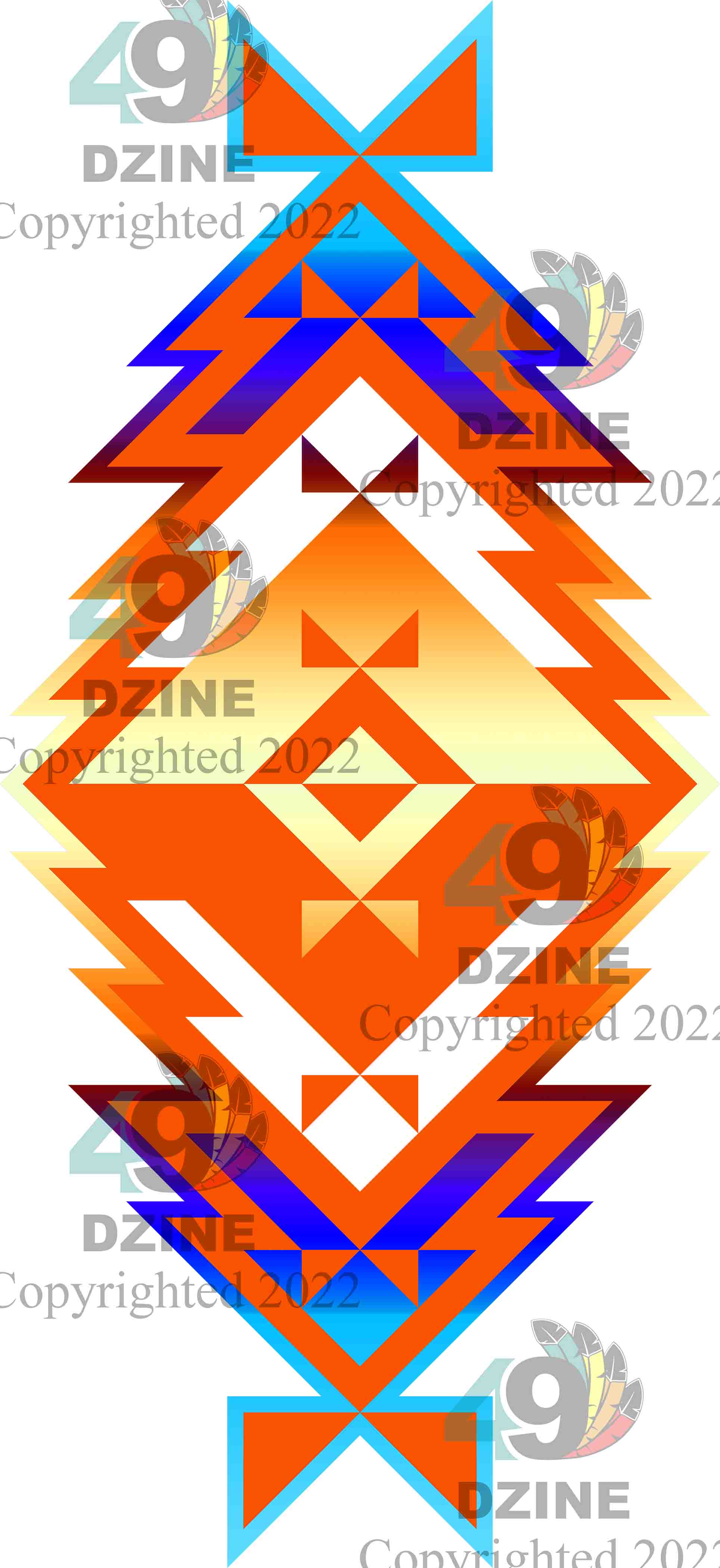 11-inch Geometric Transfer Meta Tipi Transfers 49 Dzine Meta Tipi Orange 