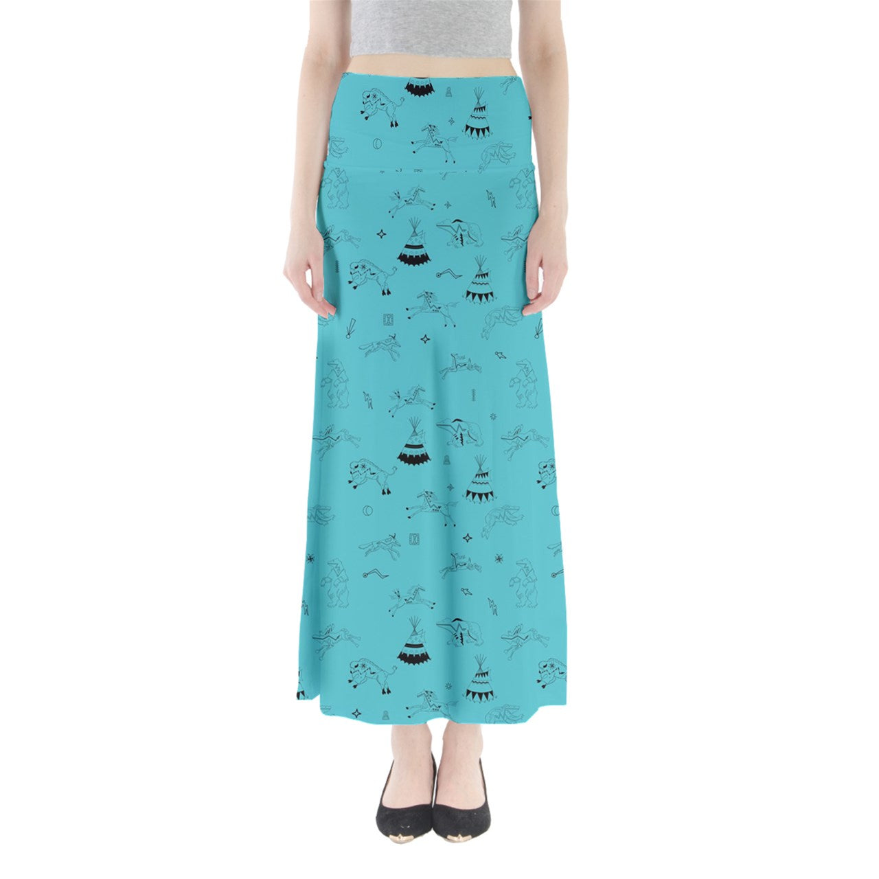 Ledger Dabbles Turquoise Full Length Maxi Skirt