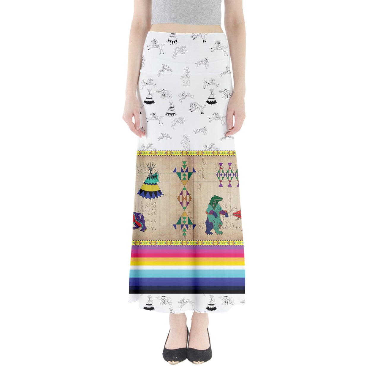 Bear Ledger White Clay Full Length Maxi Skirt