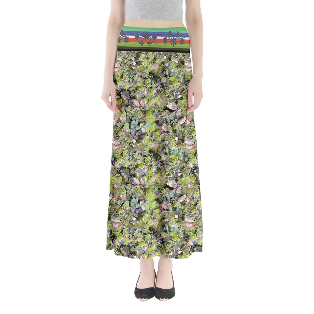 Culture in Nature Green Leaf Full Length Maxi Skirt