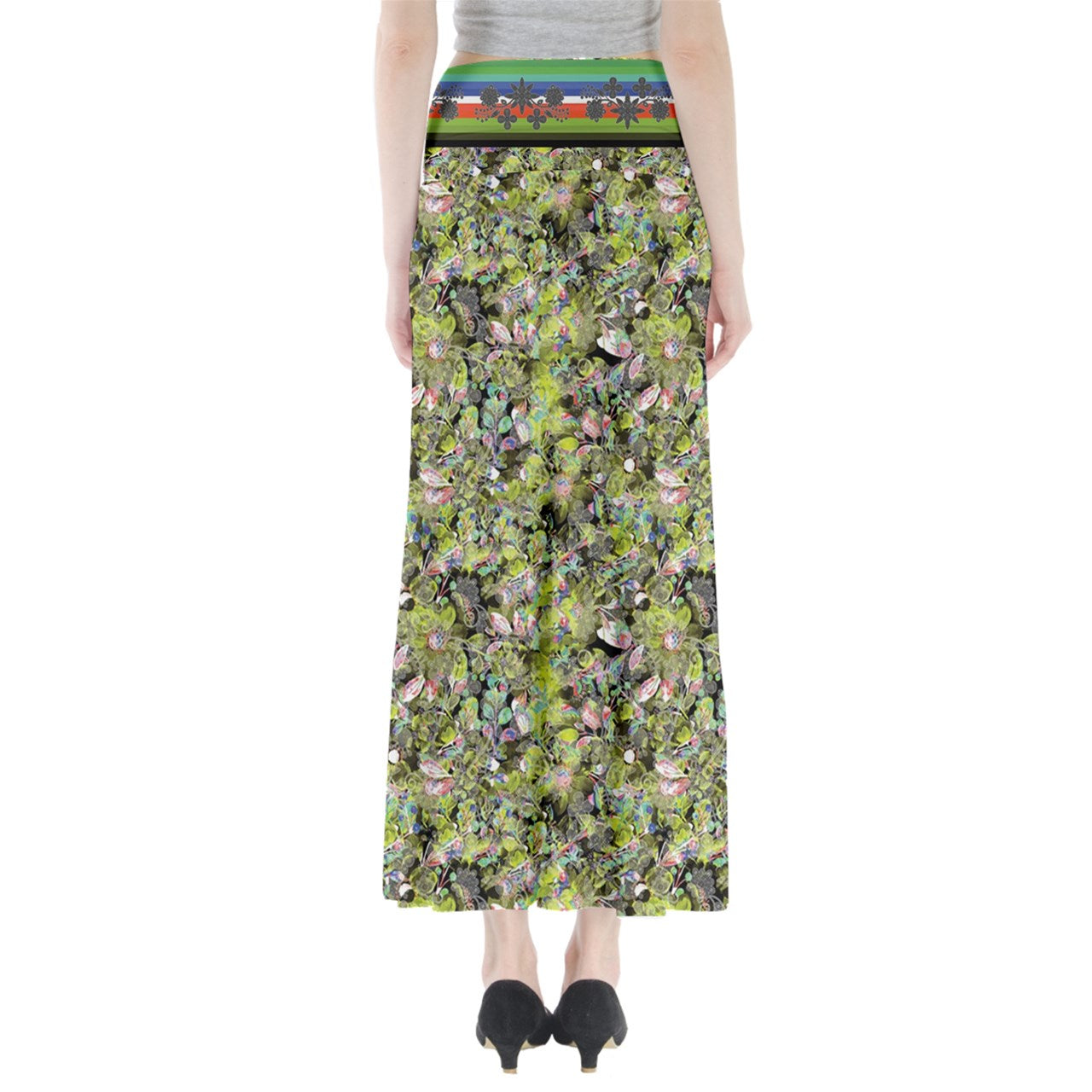 Culture in Nature Green Leaf Full Length Maxi Skirt