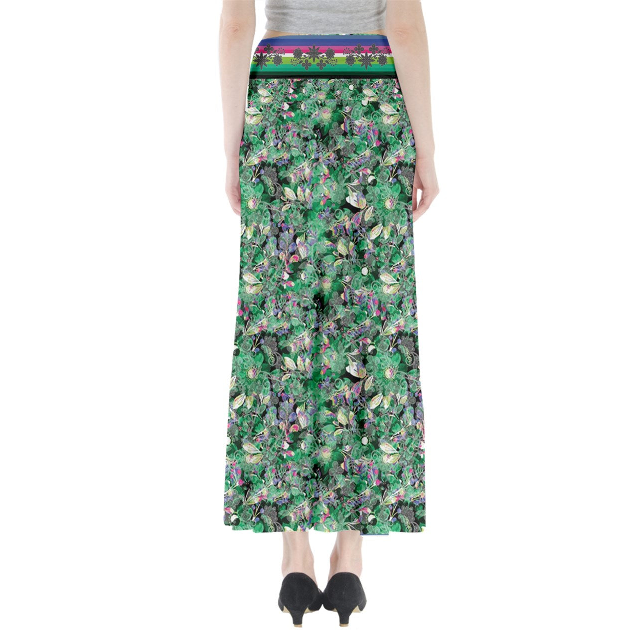 Culture in Nature Green Full Length Maxi Skirt