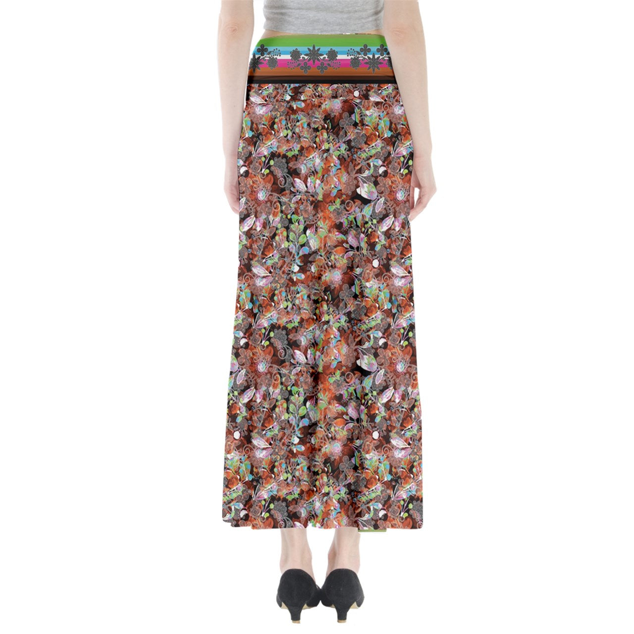 Culture in Nature Orange Full Length Maxi Skirt