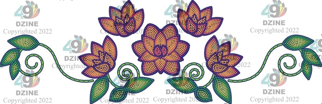 14-inch Floral Transfer - Beaded Florals Blossom Transfers 49 Dzine Beaded Florals Blossom-01 