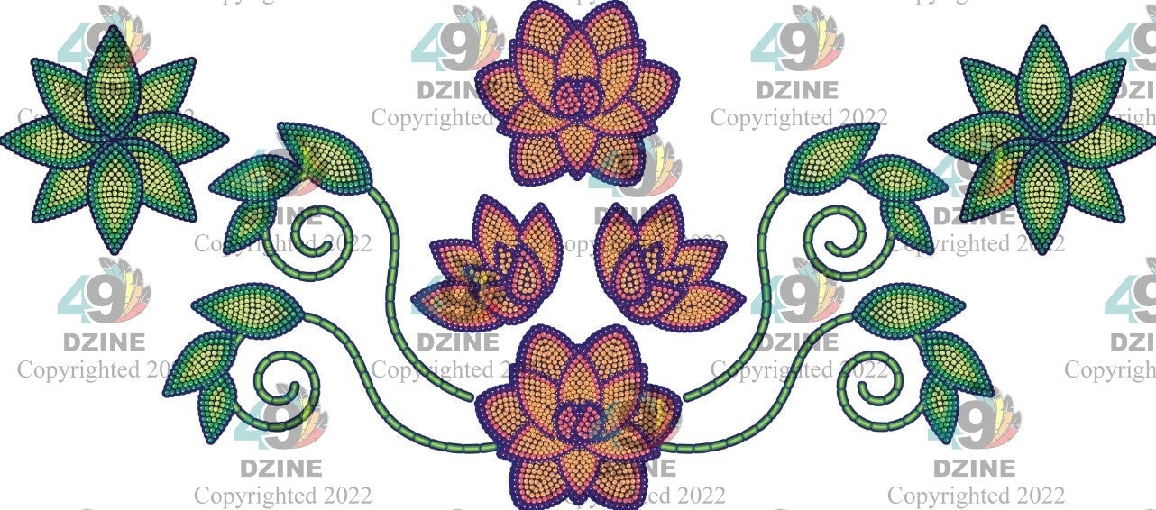 14-inch Floral Transfer - Beaded Florals Blossom Transfers 49 Dzine Beaded Florals Blossom-02 