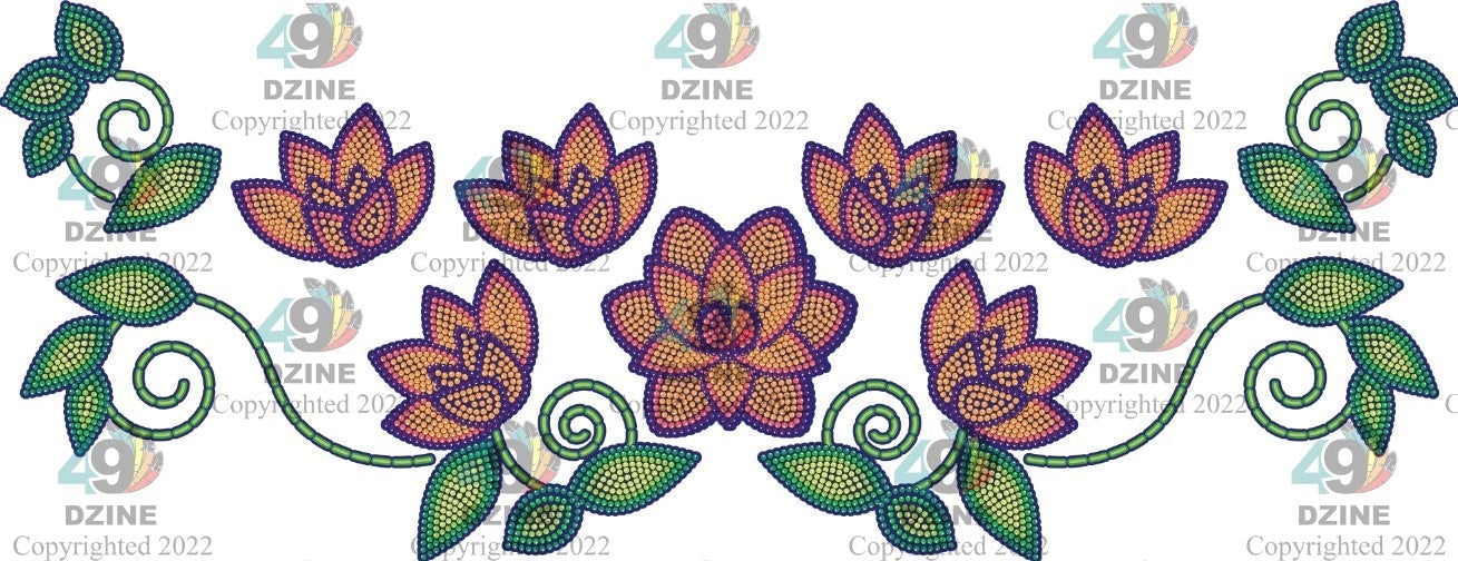 14-inch Floral Transfer - Beaded Florals Blossom Transfers 49 Dzine Beaded Florals Blossom-03 