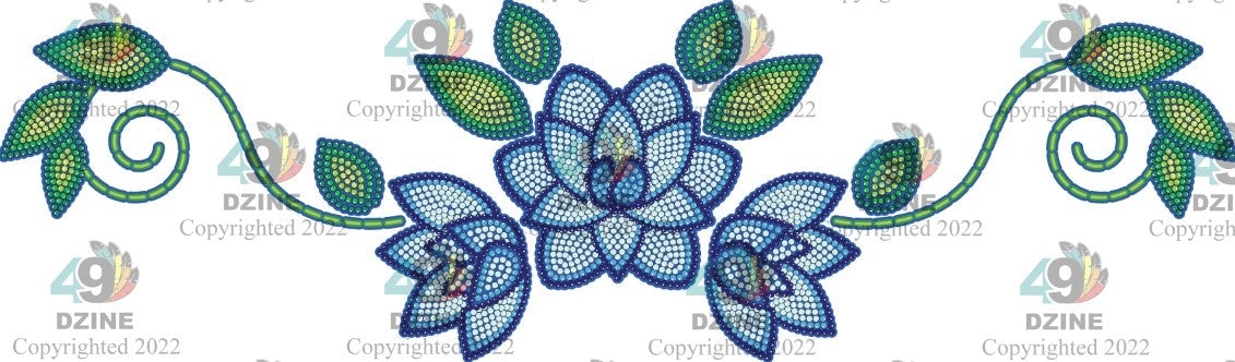 14-inch Floral Transfer - Beaded Florals Royal Transfers 49 Dzine Beaded Florals Royal-01 