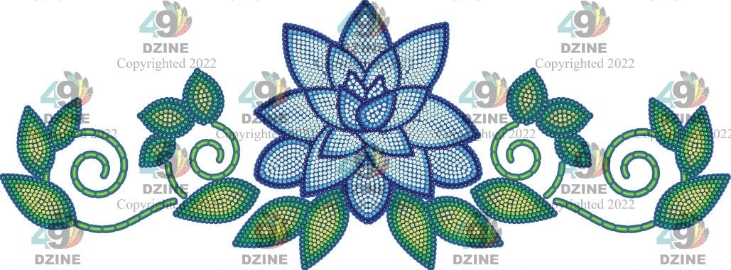14-inch Floral Transfer - Beaded Florals Royal Transfers 49 Dzine Beaded Florals Royal-02 