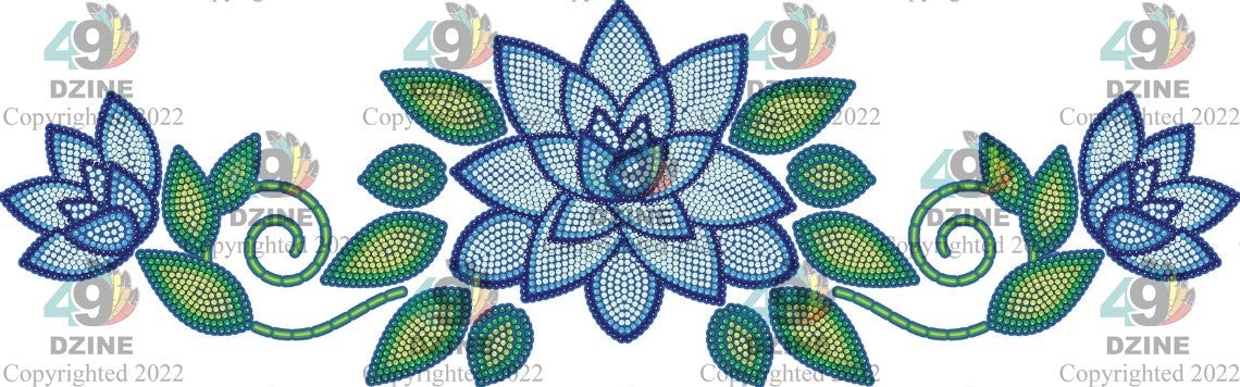 14-inch Floral Transfer - Beaded Florals Royal Transfers 49 Dzine Beaded Florals Royal-03 