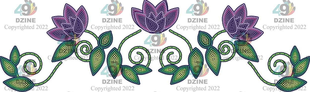 14-inch Floral Transfer - Beaded Florals Wild Transfers 49 Dzine Beaded Florals Wild-03 