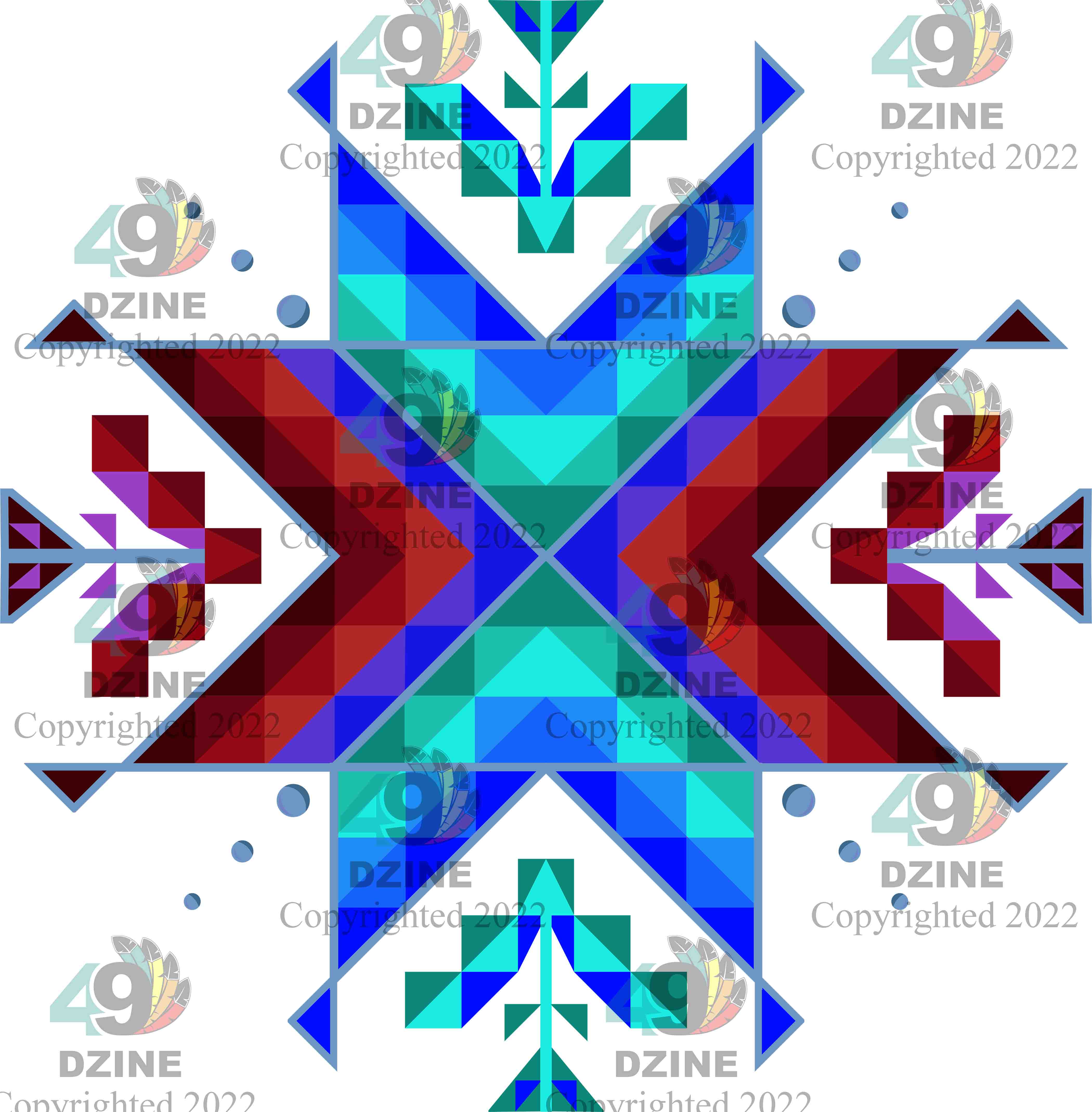 14-inch Geometric Transfer Dream of the Ancestors Transfers 49 Dzine Dream of the Ancestors Blue 