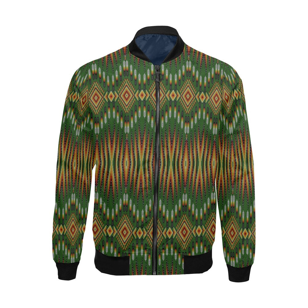 Fire Feather Green All Over Print Bomber Jacket for Men