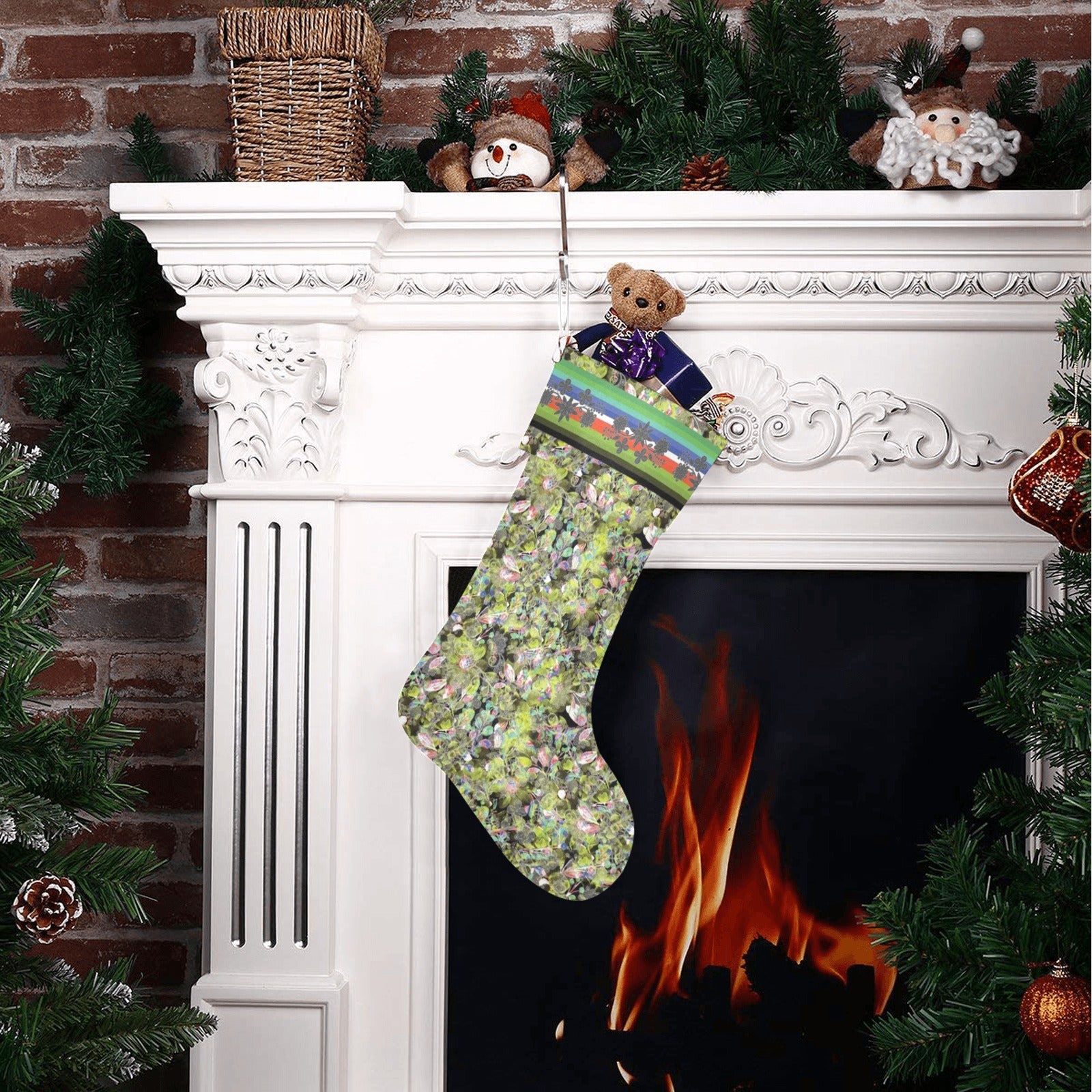 Culture in Nature Green Leaf Christmas Stocking