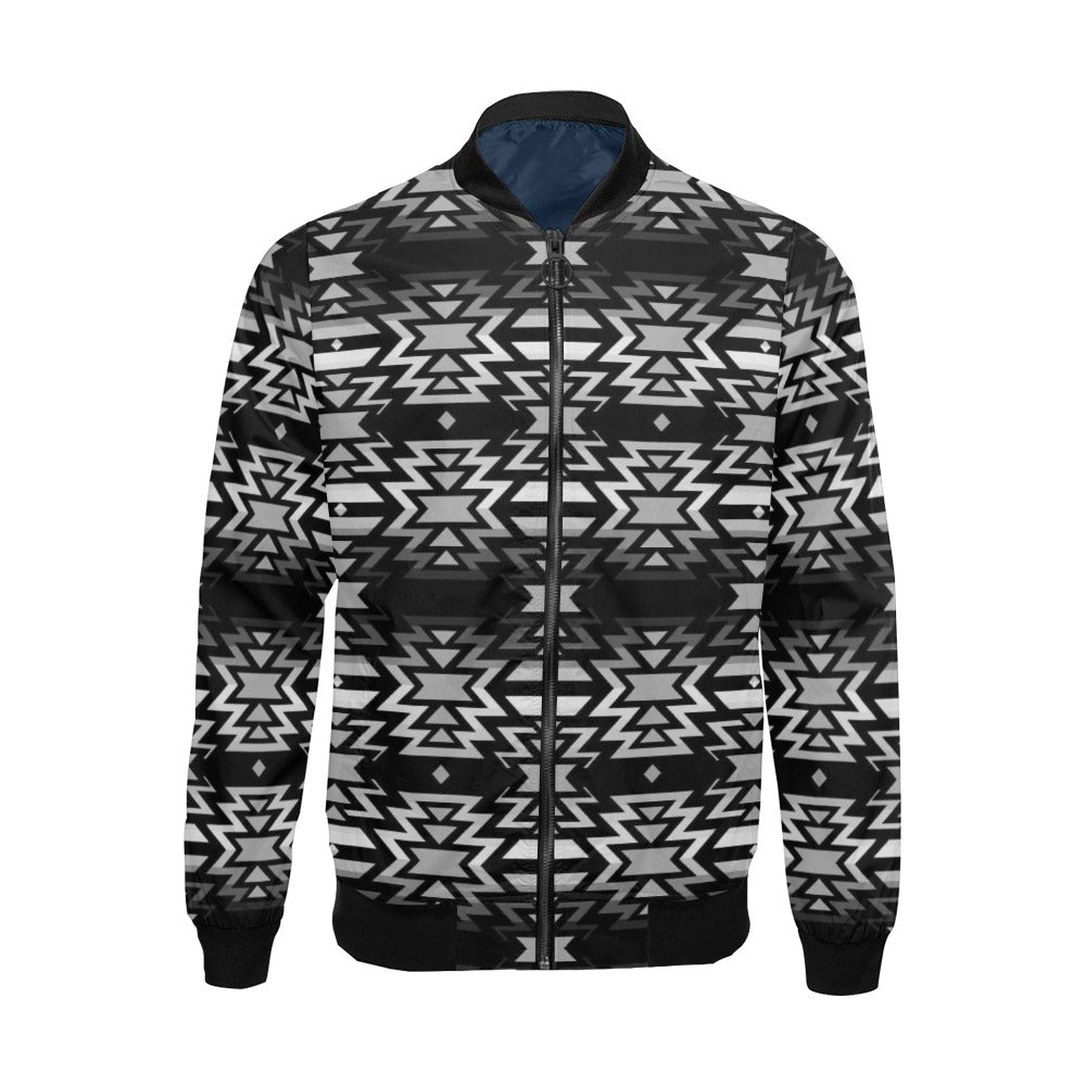 Black Fire and Gray Bomber Jacket for Men