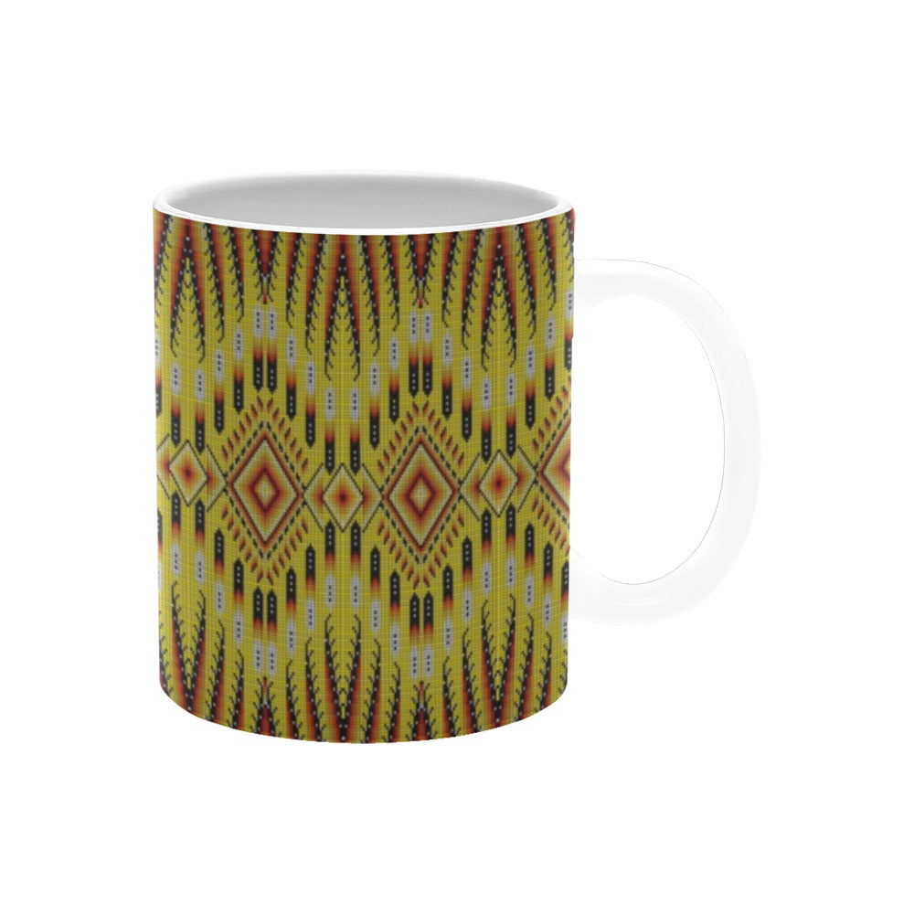 Fire Feather Yellow White Mug(11OZ)