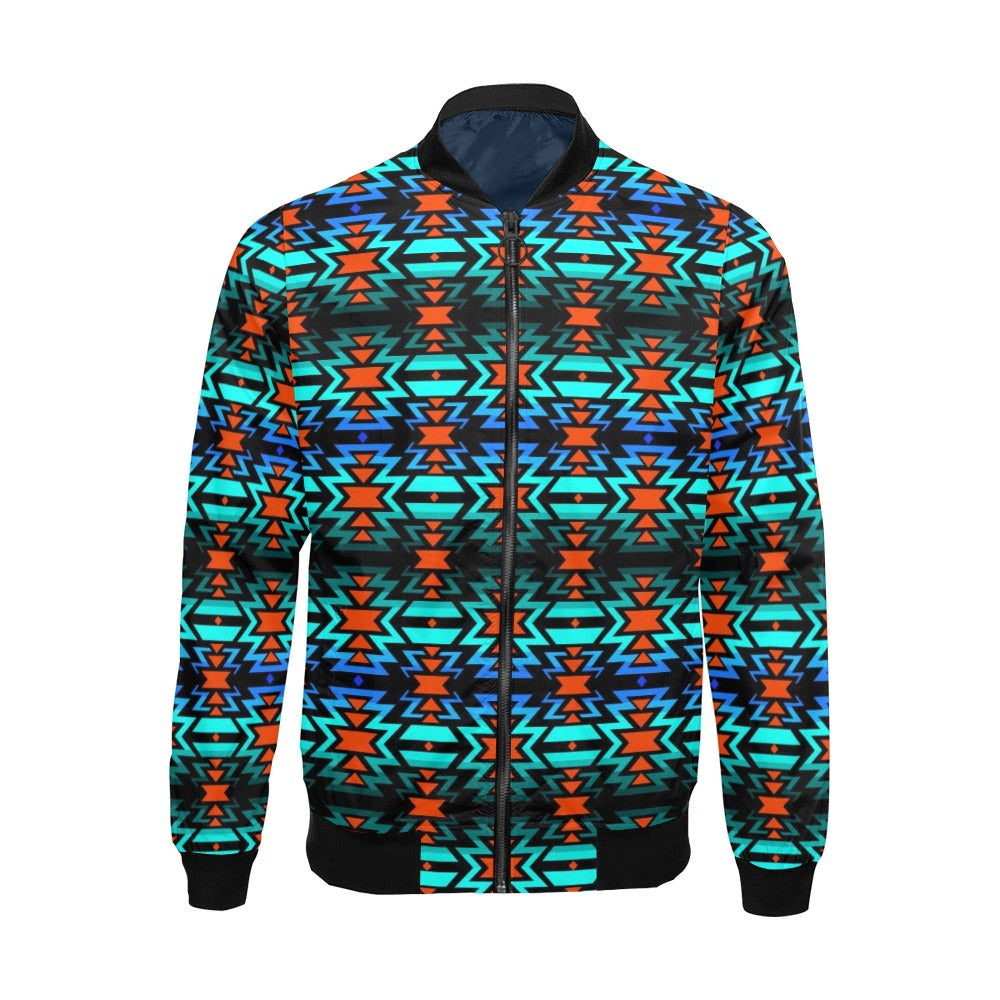 Black Fire and Glowing Meteor Bomber Jacket for Men