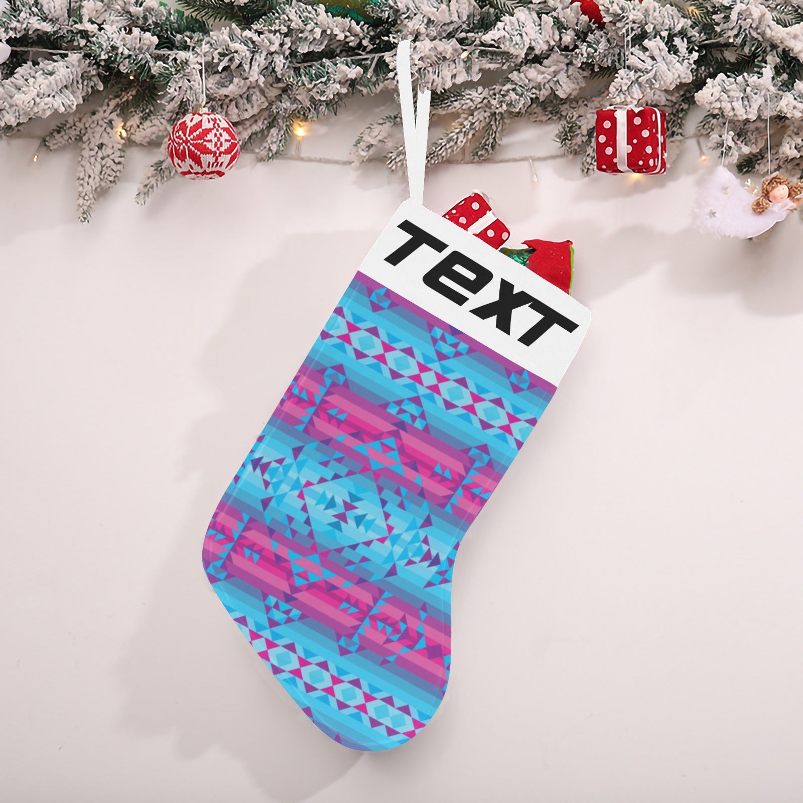 Cool Frost Christmas Stocking (Custom Text on The Top)