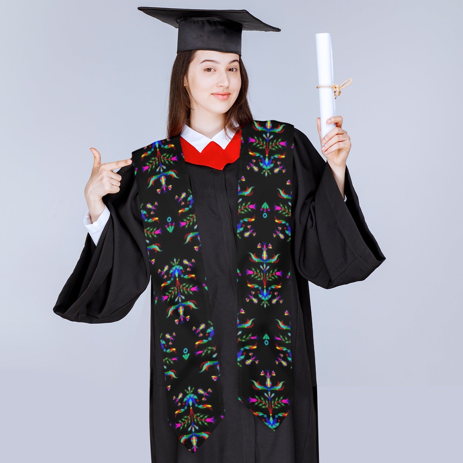 Dakota Damask Black Graduation Stole