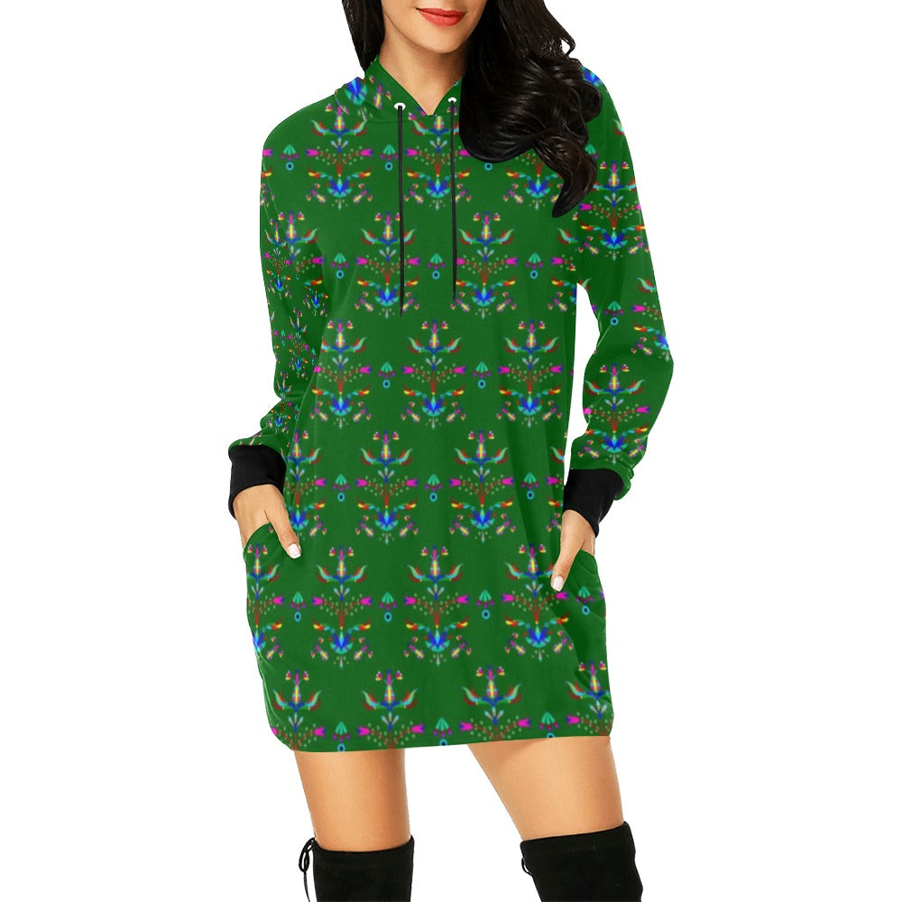 Dakota Damask Green Hoodie Dress