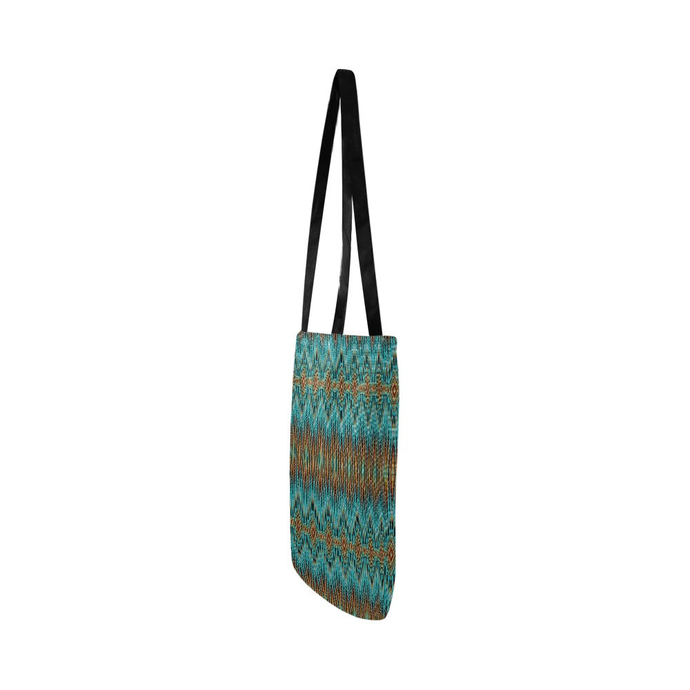 Fire Feather Turquoise Reusable Shopping Bag (Two sides)