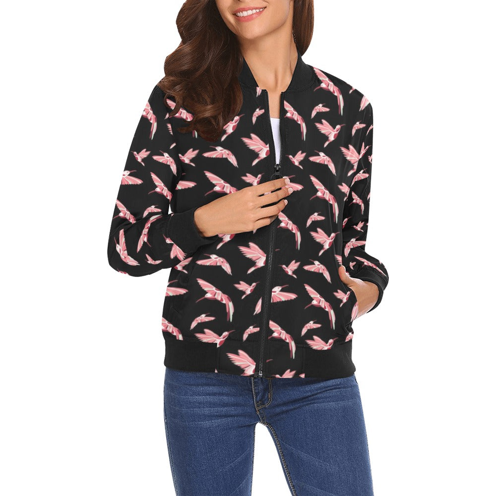 Strawberry Black Bomber Jacket for Women