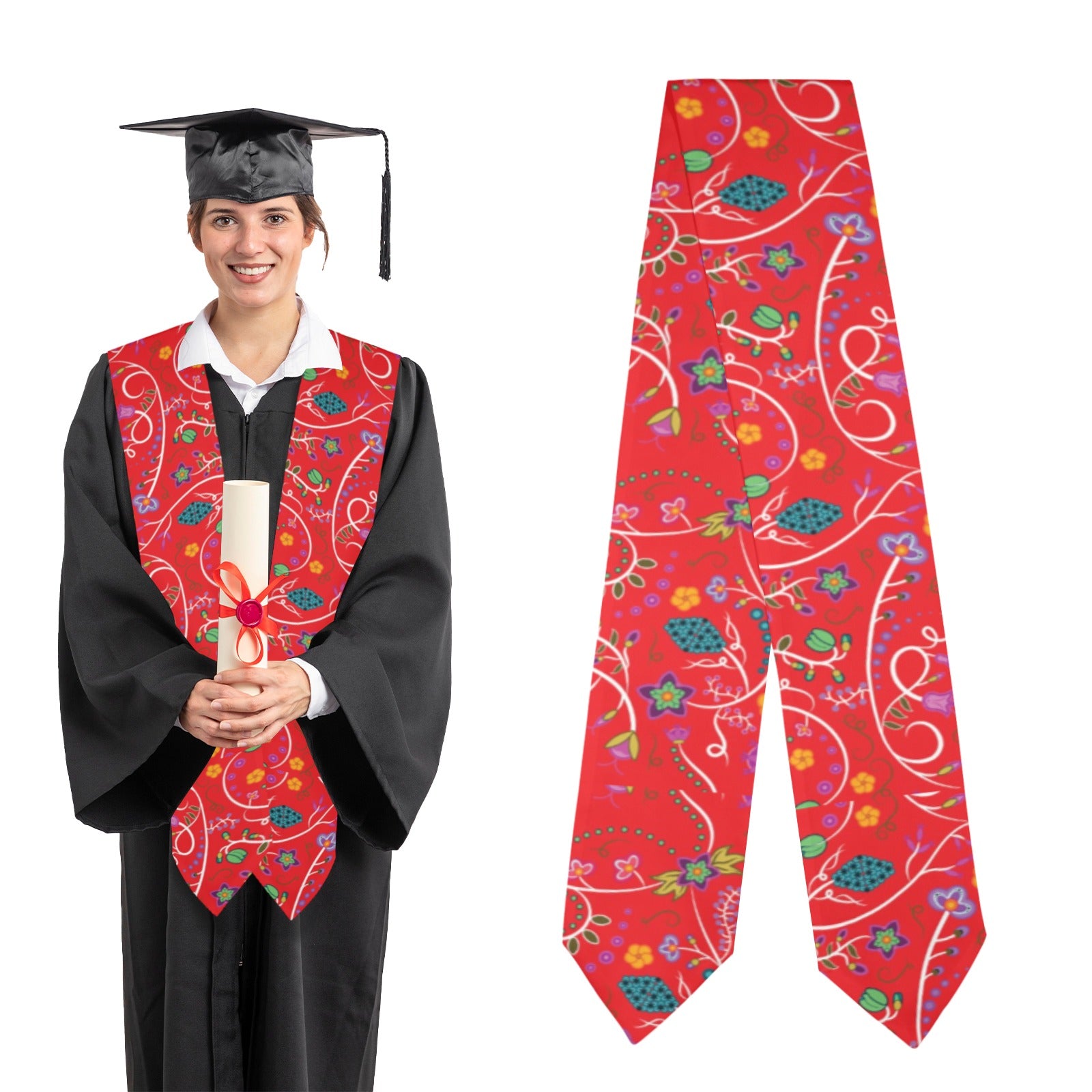 Fresh Fleur Fire Graduation Stole