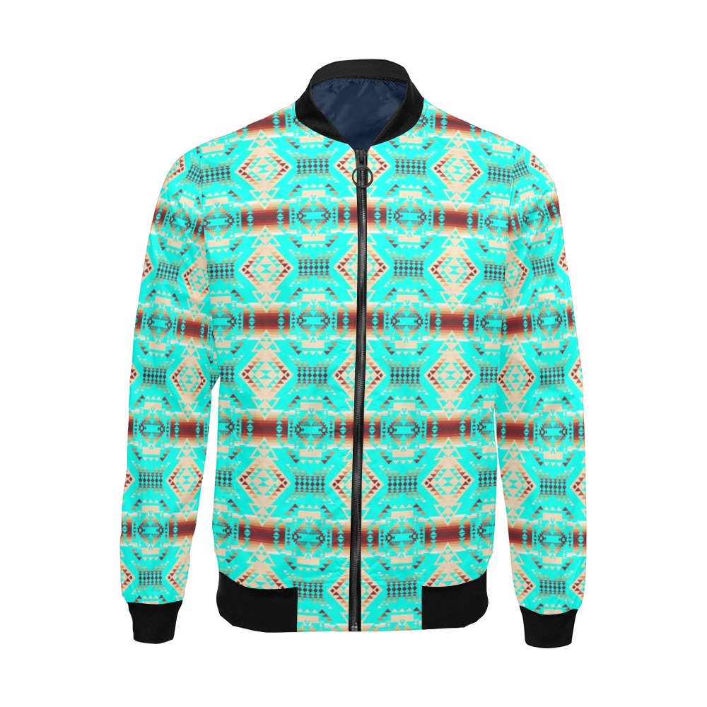 Gathering Earth Turquoise All Over Print Bomber Jacket for Men