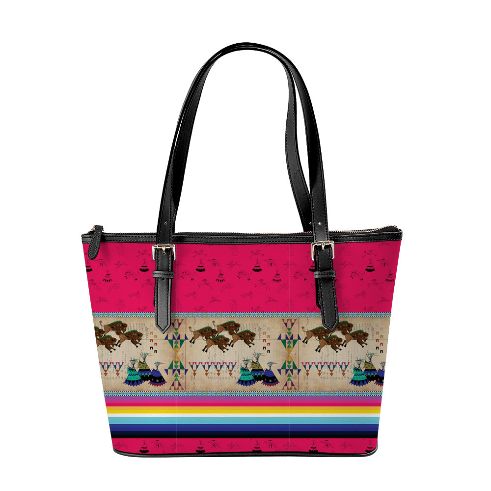 Buffalos Running Berry Large Tote Shoulder Bag