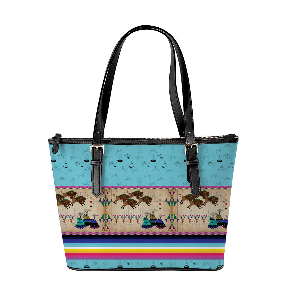 Buffalos Running Sky Large Tote Shoulder Bag