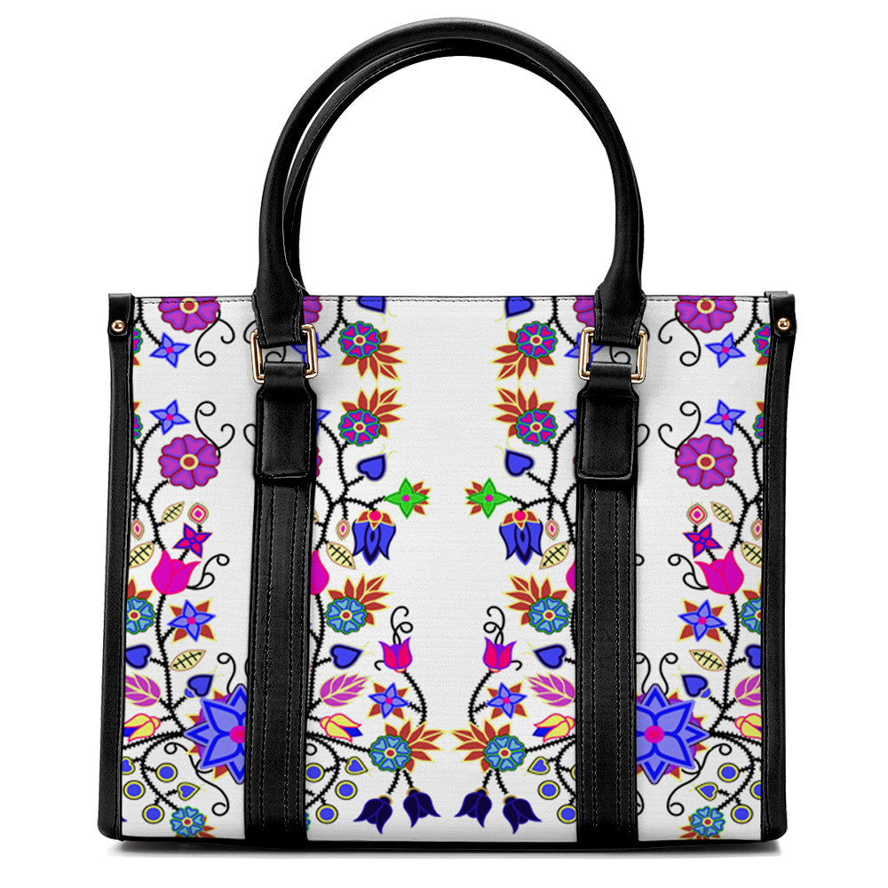 Floral Beadwork Seven Clans White Convertible Hand or Shoulder Bag