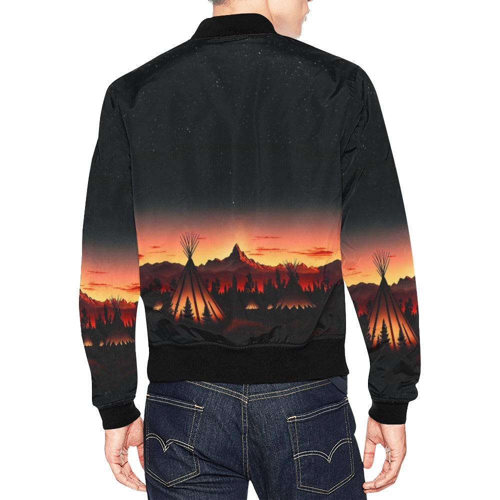 Sunset Tipis All Over Print Bomber Jacket for Men (Model H19)