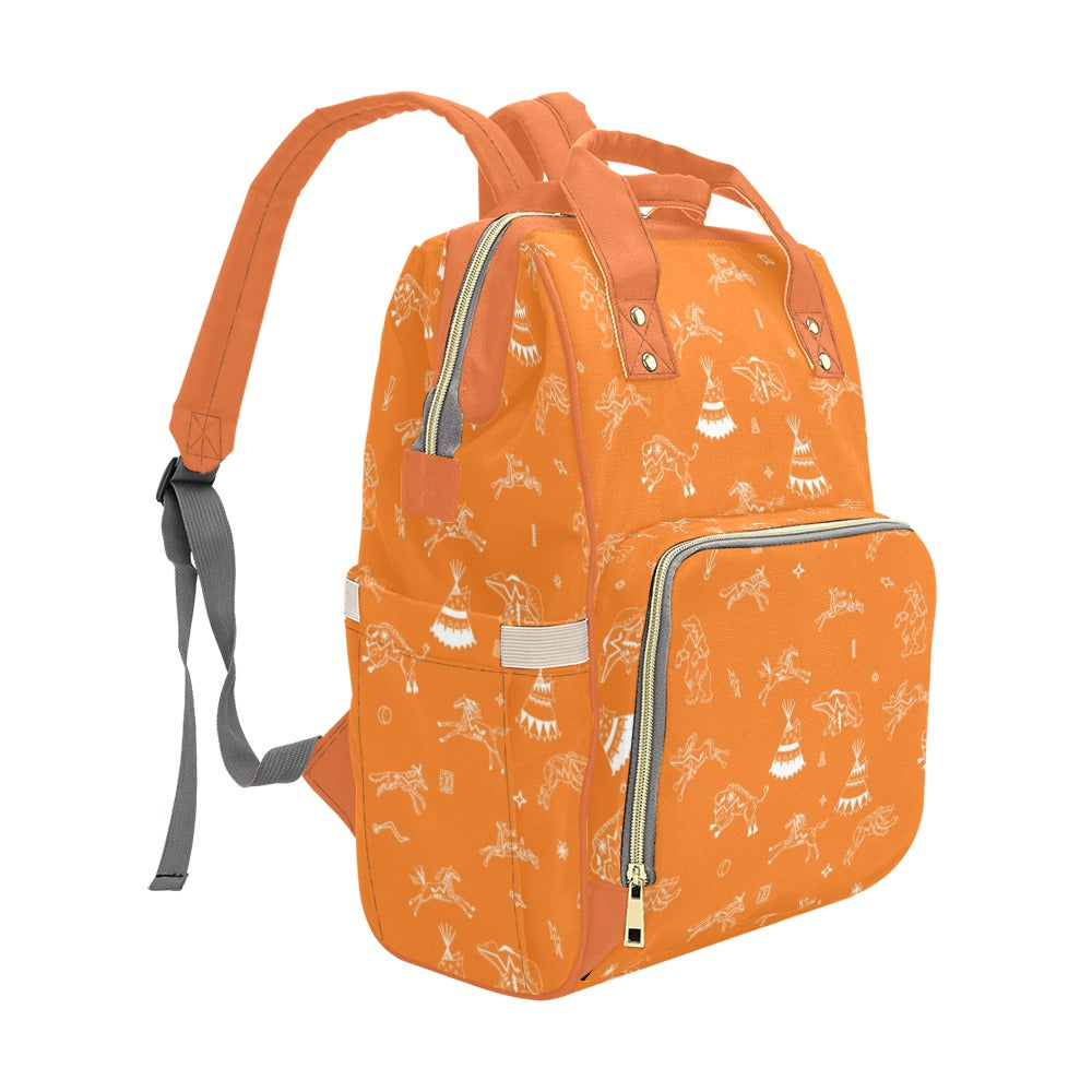 Ledger Dabbles Orange Multi-Function Diaper Backpack/Diaper Bag