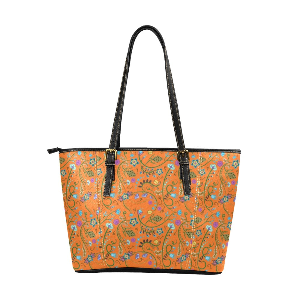 Fresh Fleur Carrot Leather Tote Bag/Large