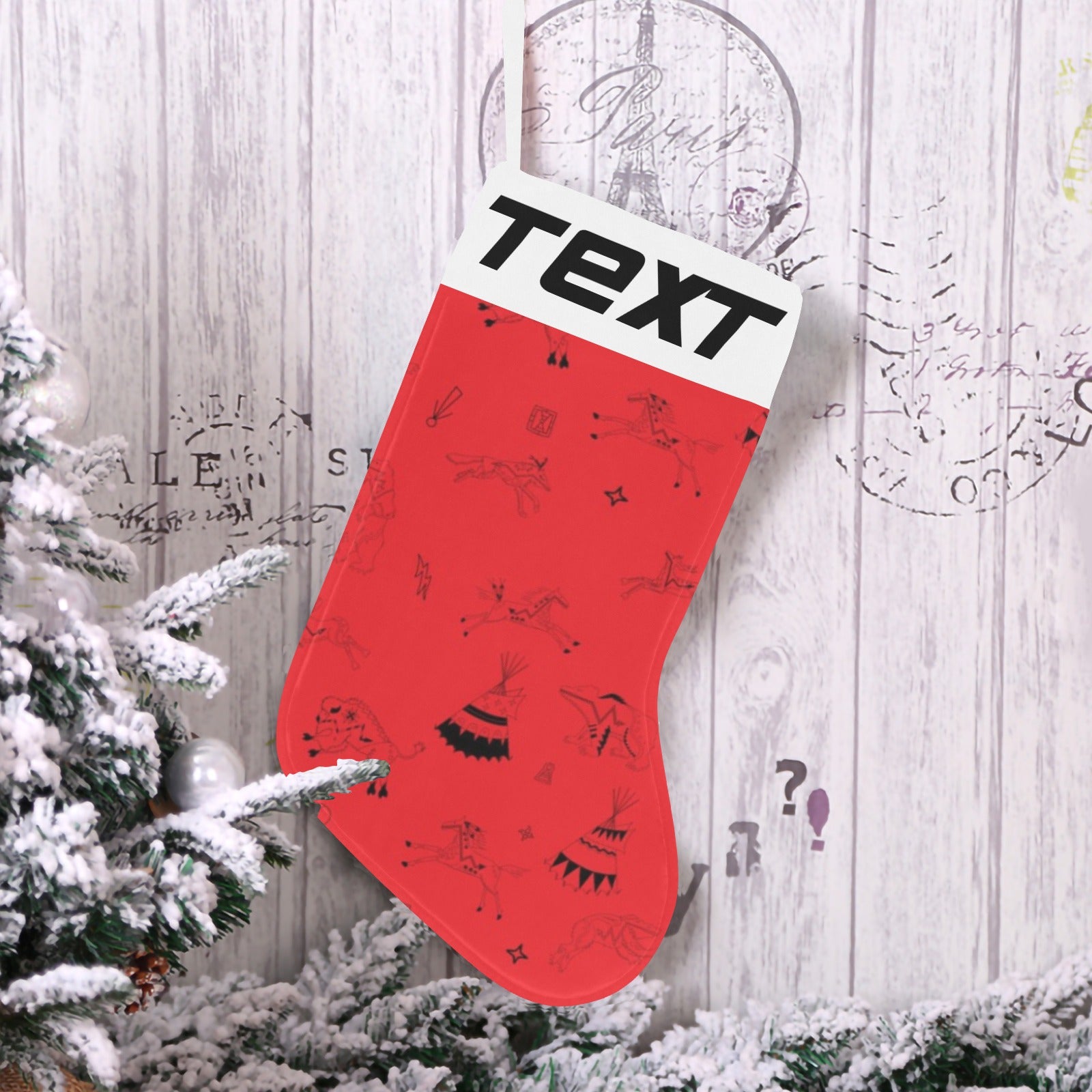 Ledger Dabbles Red Christmas Stocking (Custom Text on The Top)