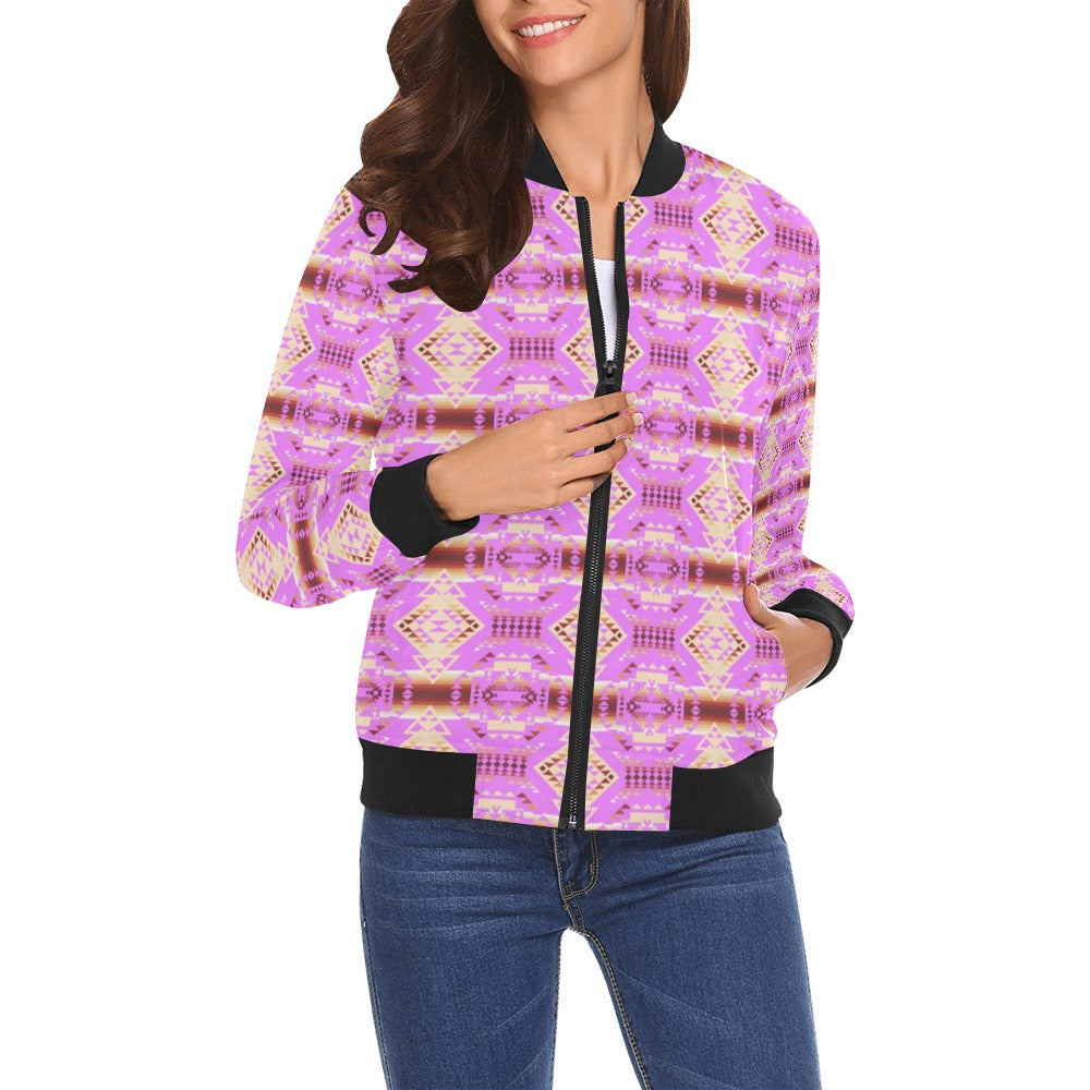 Gathering Earth Lilac All Over Print Bomber Jacket for Women