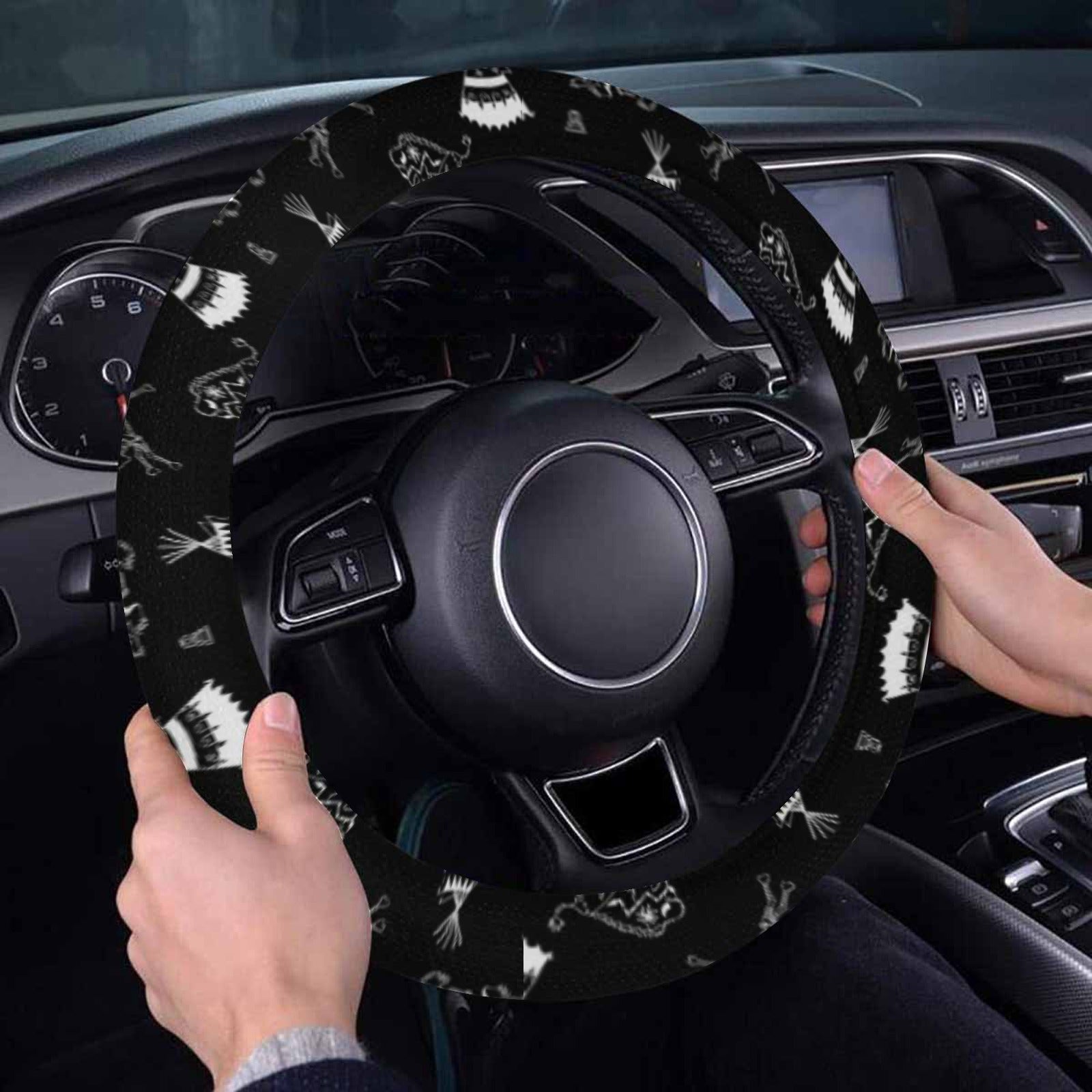 Ledger Dables Black Steering Wheel Cover with Elastic Edge
