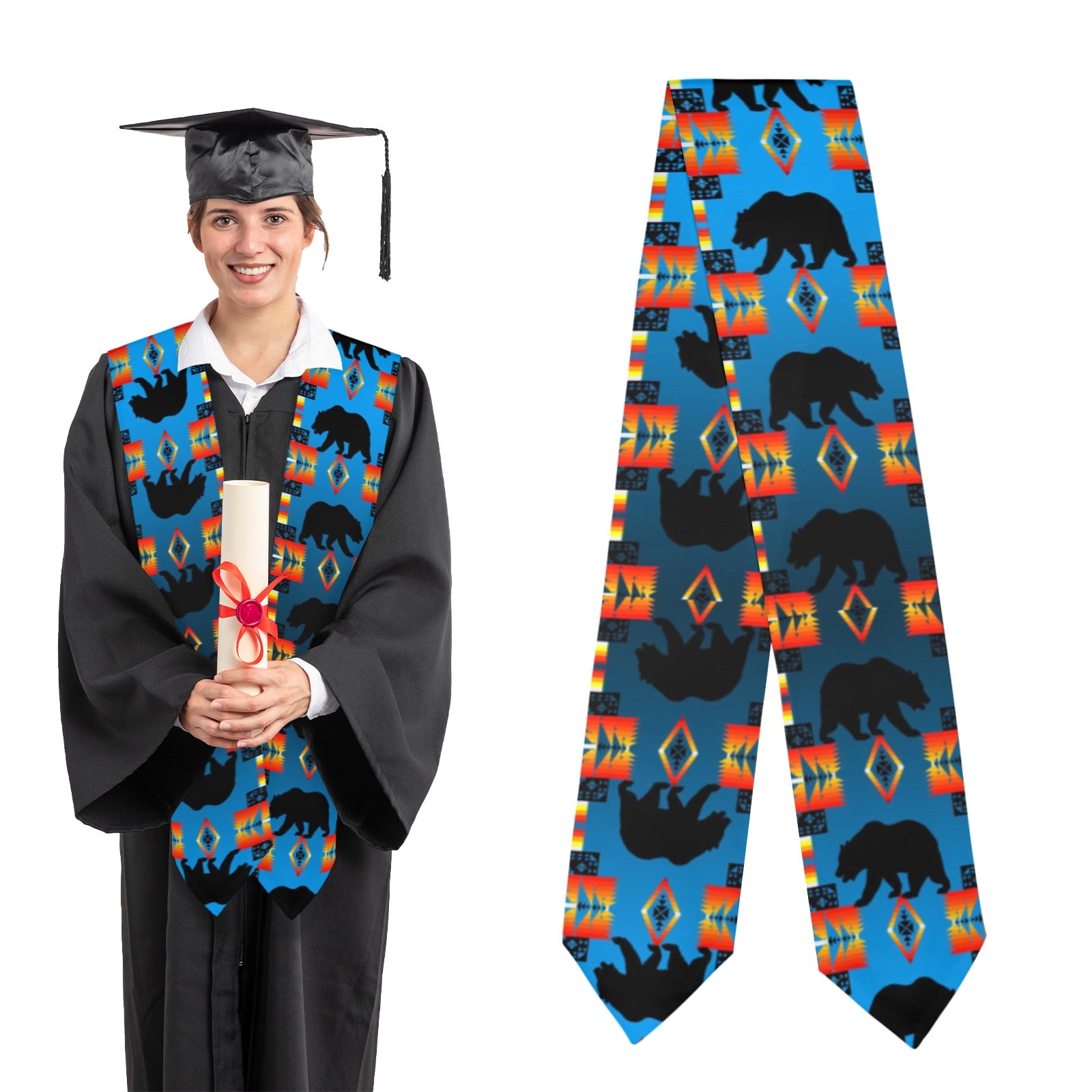 Real Bear Turquoise Graduation Stole