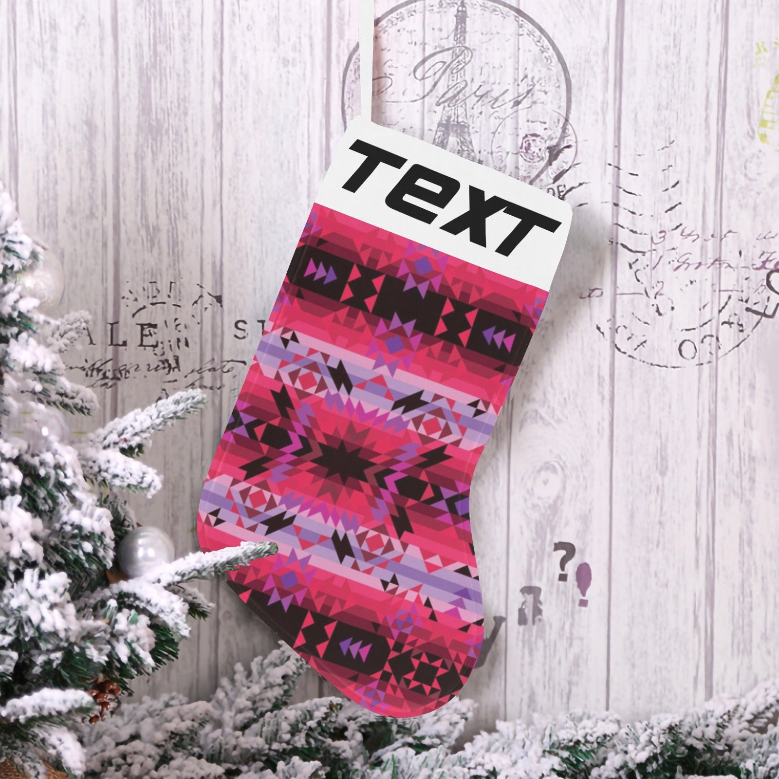Red Star Christmas Stocking (Custom Text on The Top)