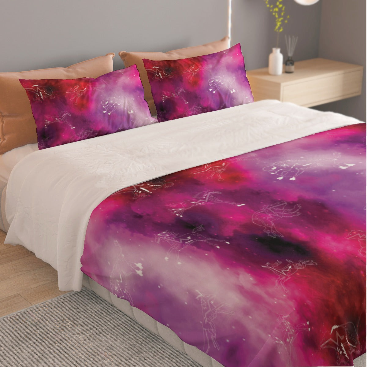Animal Ancestors 8 Gaseous Clouds Pink and Red Bedding Set