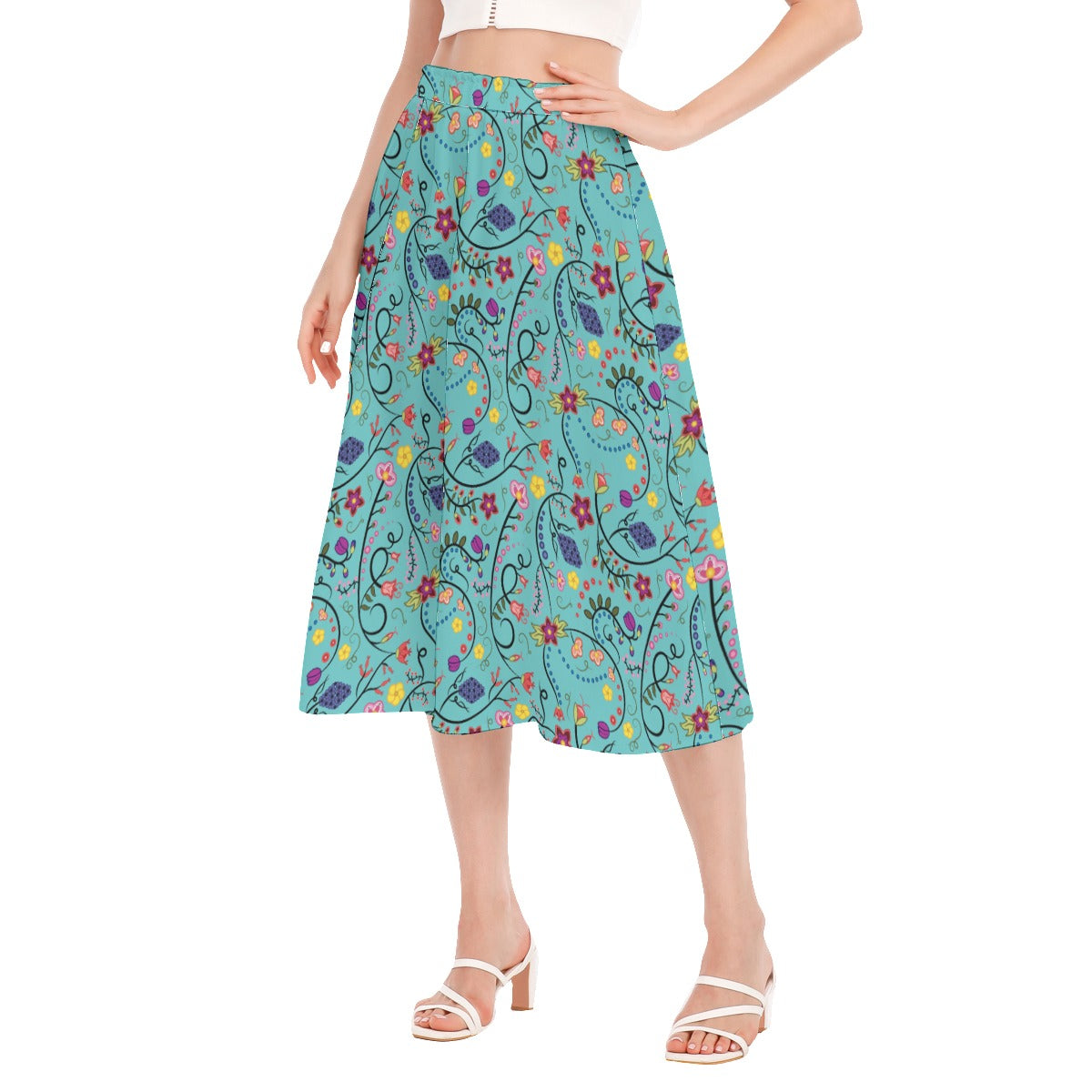 Fresh Fleur Sky Women's Long Section Chiffon Skirt