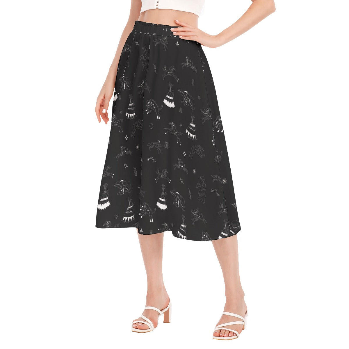 Ledger Dabbles Black Women's Long Section Chiffon Skirt