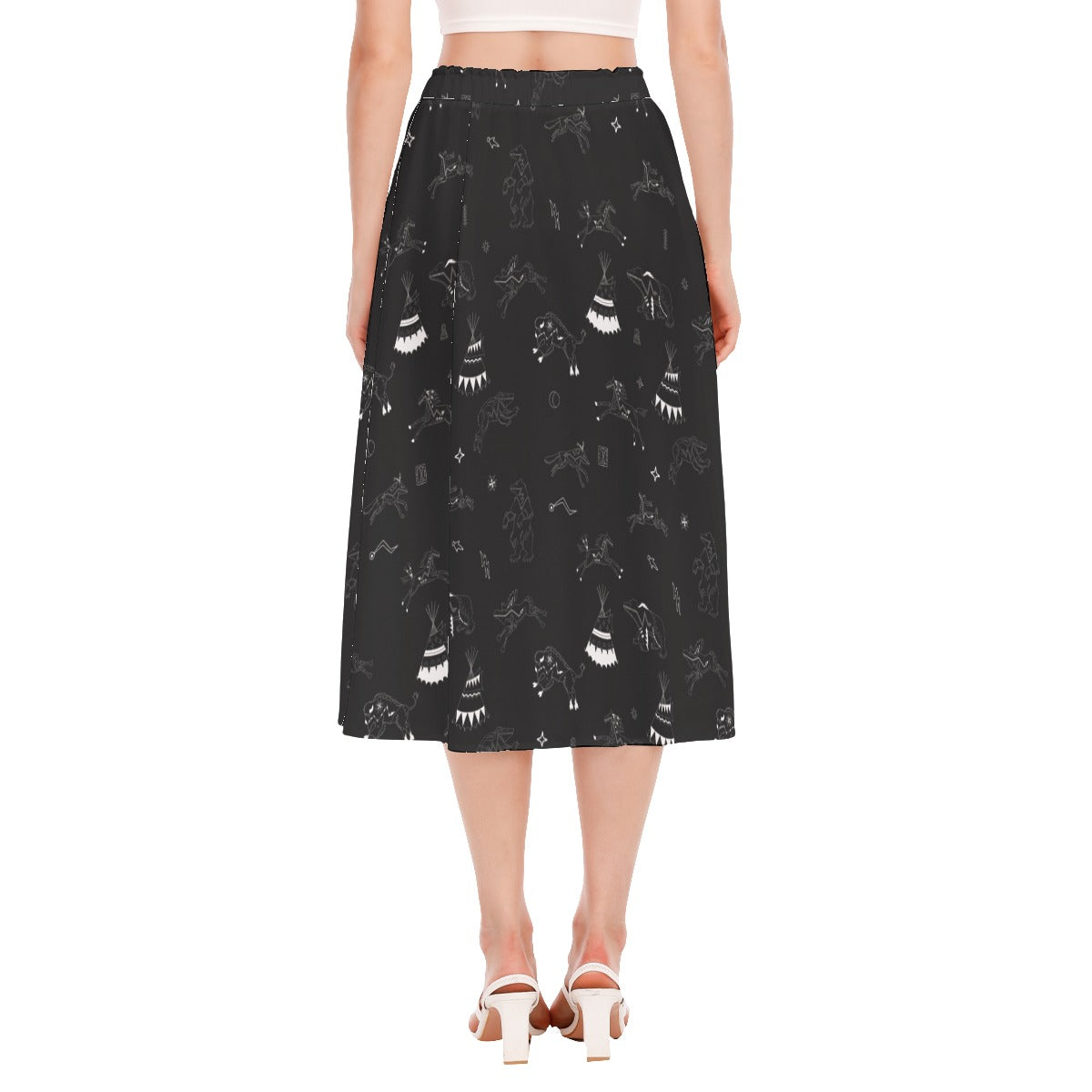 Ledger Dabbles Black Women's Long Section Chiffon Skirt