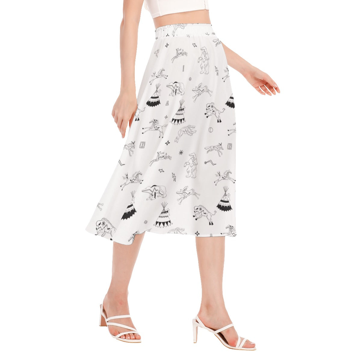 Ledger Dabbles White Women's Long Section Chiffon Skirt