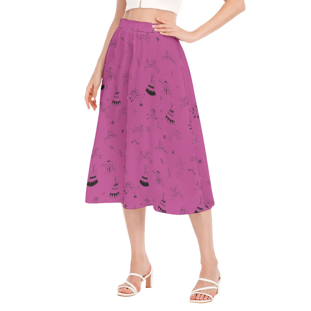 Ledger Dabbles Magenta Women's Long Section Chiffon Skirt