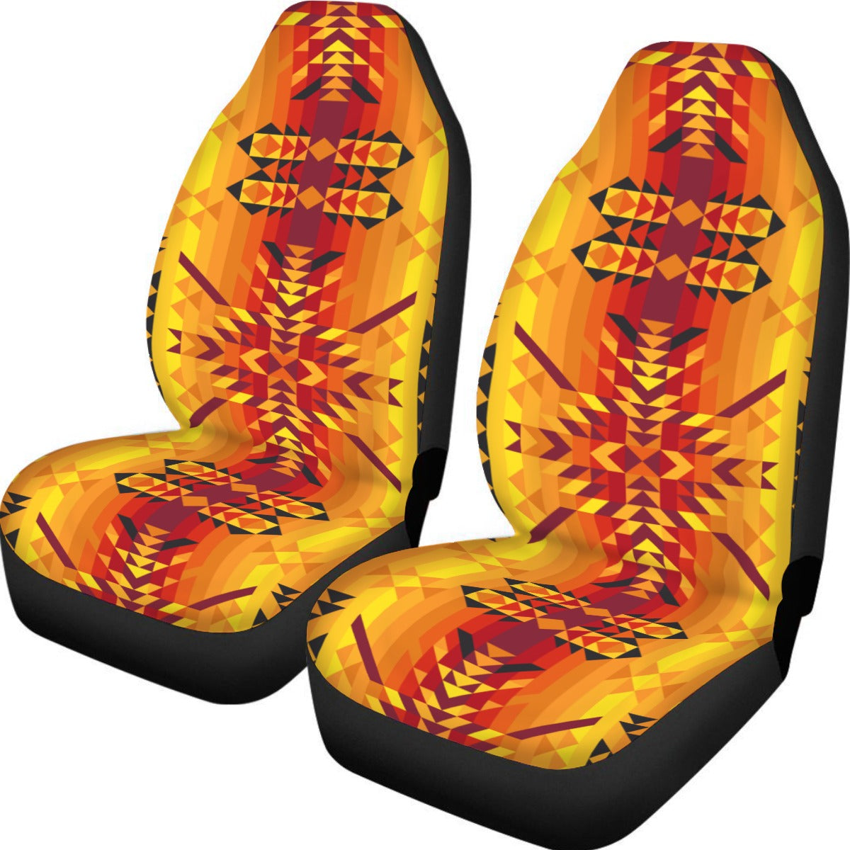 Desert Geo Yellow Red Universal Car Seat Cover With Thickened Back