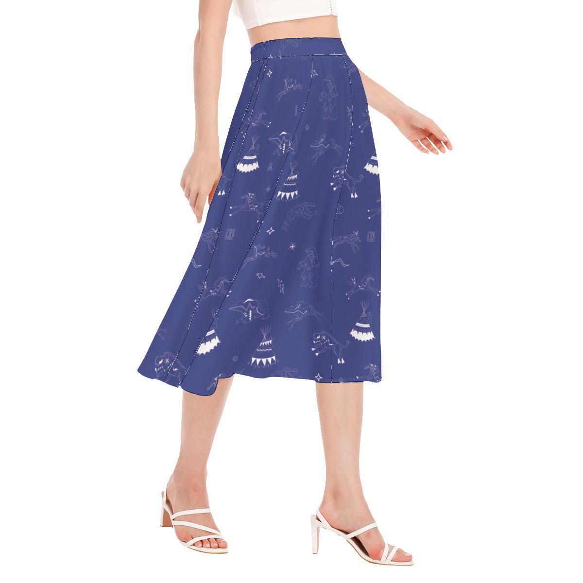 Ledger Dabbles Blue Women's Long Section Chiffon Skirt