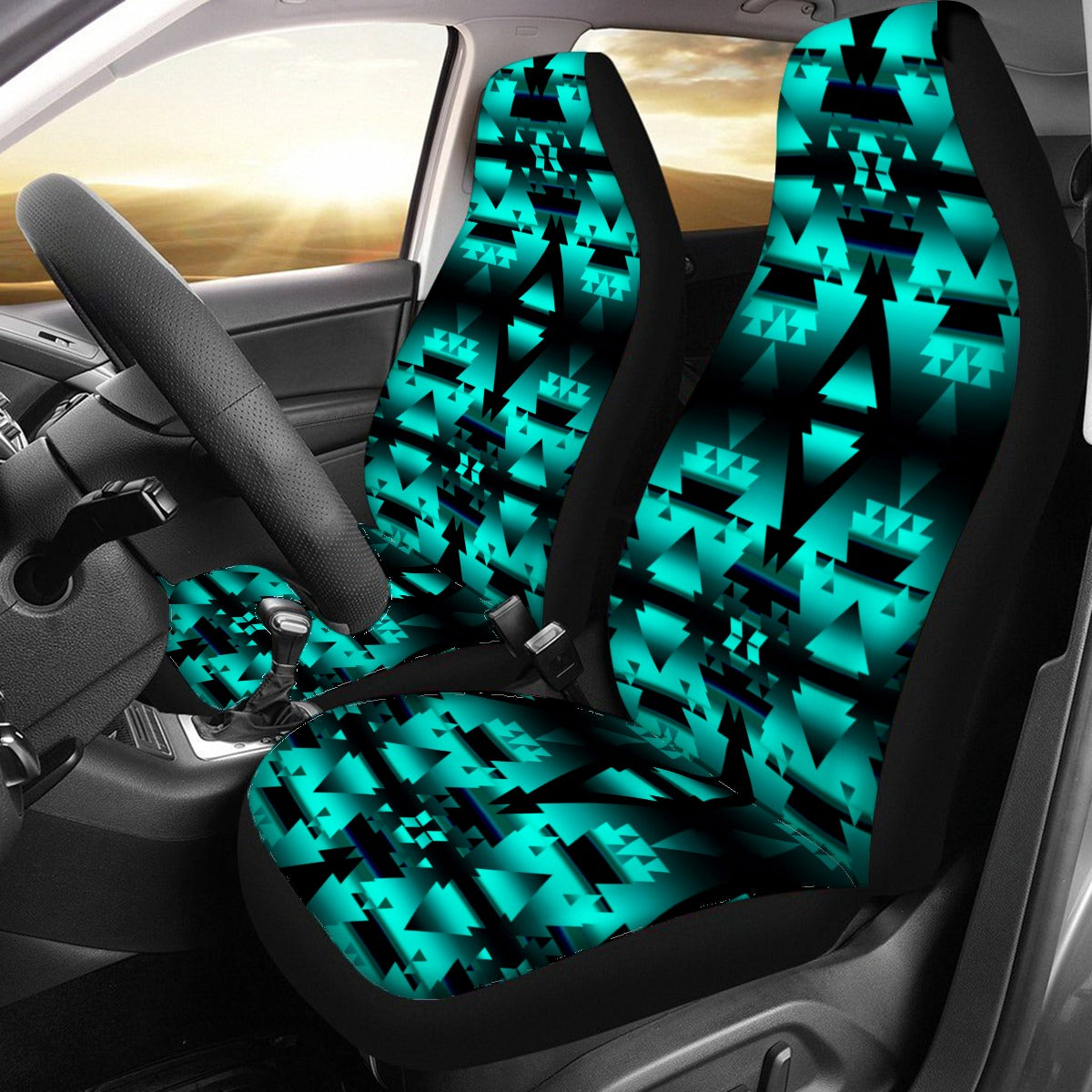 Dark Teal Winter Camp Universal Car Seat Cover With Thickened Back