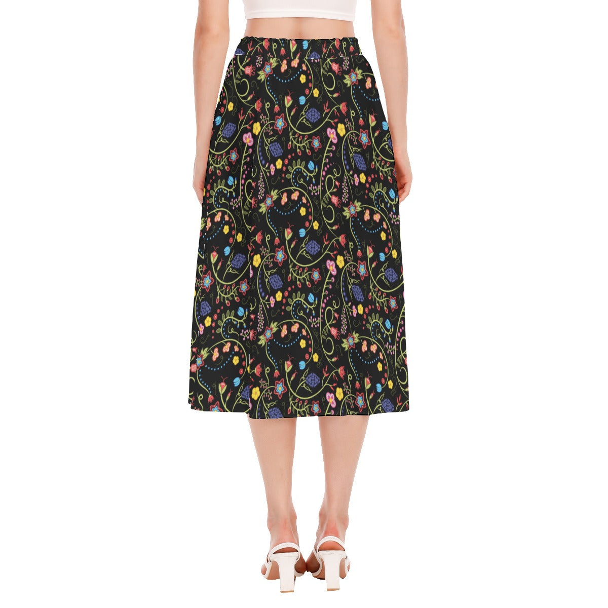 Fresh Fleur Midnight Women's Long Section Chiffon Skirt