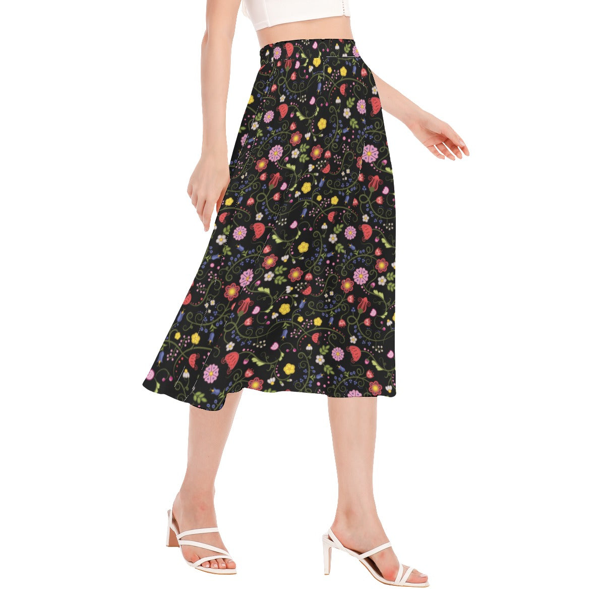 Nipin Blossom Midnight Women's Long Section Chiffon Skirt