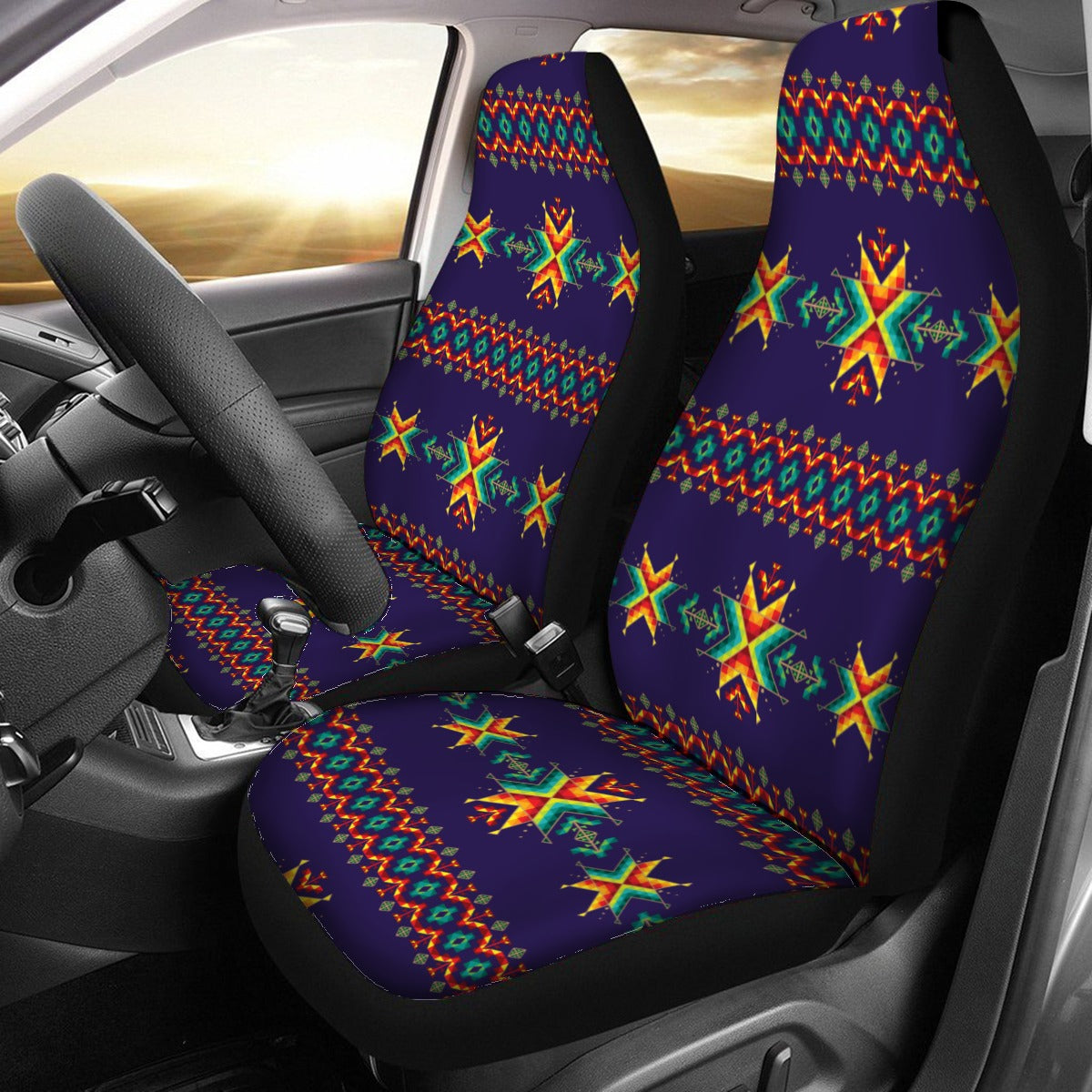 Dreams of Ancestors Indigo Universal Car Seat Cover With Thickened Back